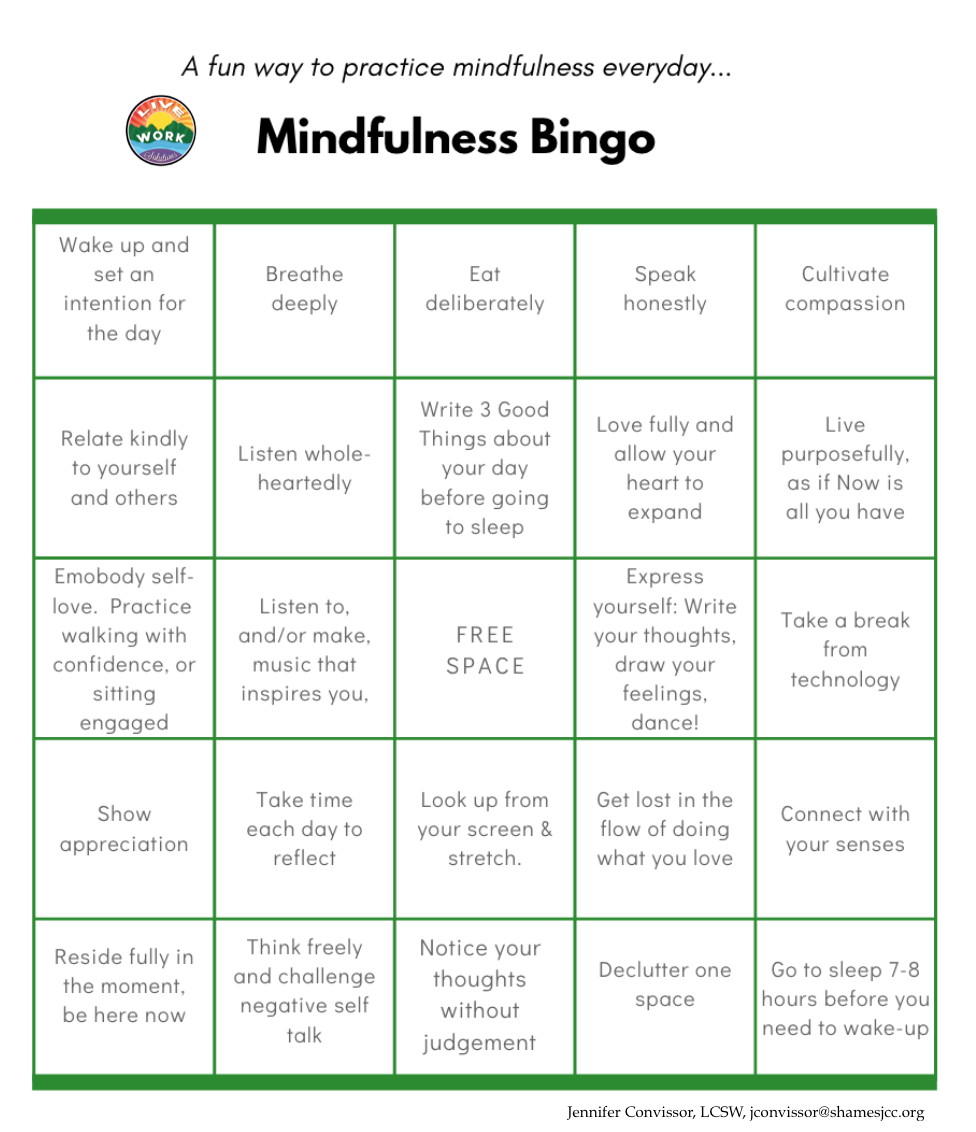 Mindfulness BINGO Shames JCC