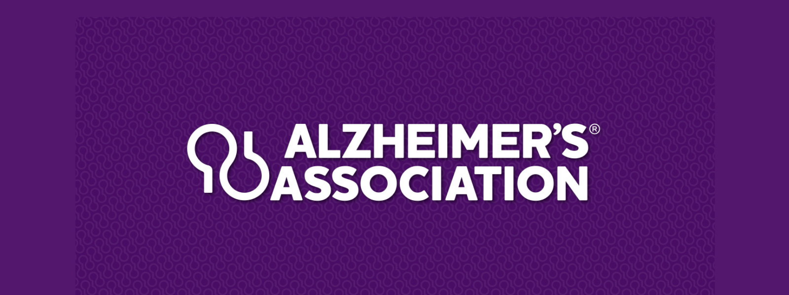Purple banner with the Alzheimer's Association logo in white, featuring a stylized brain outline. The tone is supportive and informative.